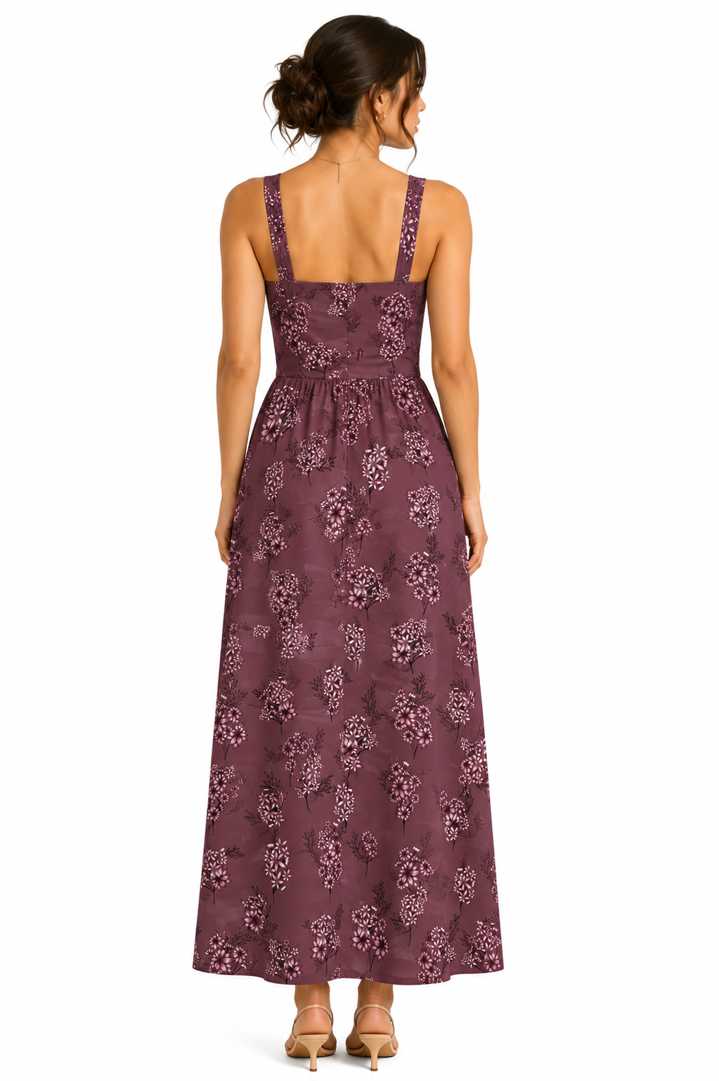 Square Neck Floral Maxi Dress