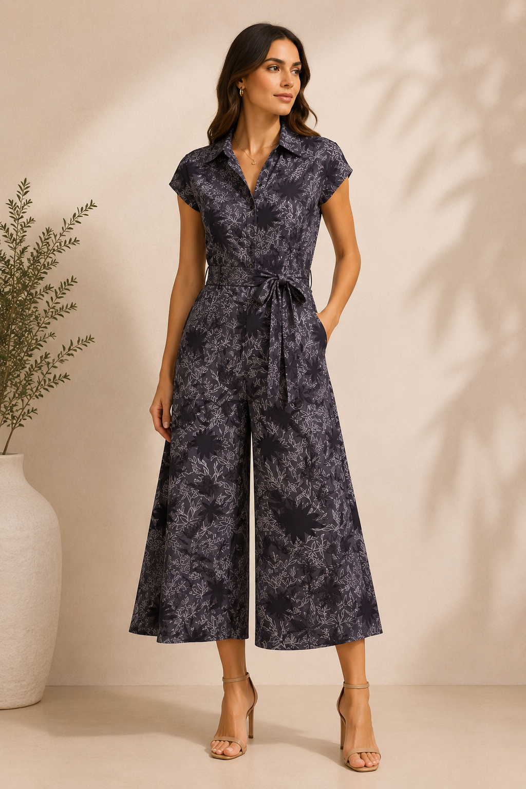 Floral Belted Wide-Leg Jumpsuit