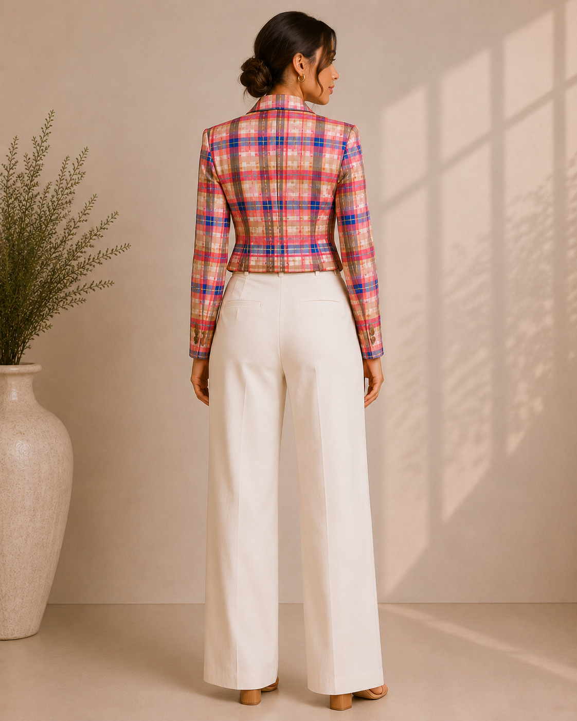 Vivid Plaid Cropped Blazer