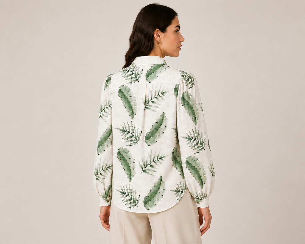 Women's Botanical Print Relaxed Fit Shirt | Elegant Long Sleeve Casual & Office Wear