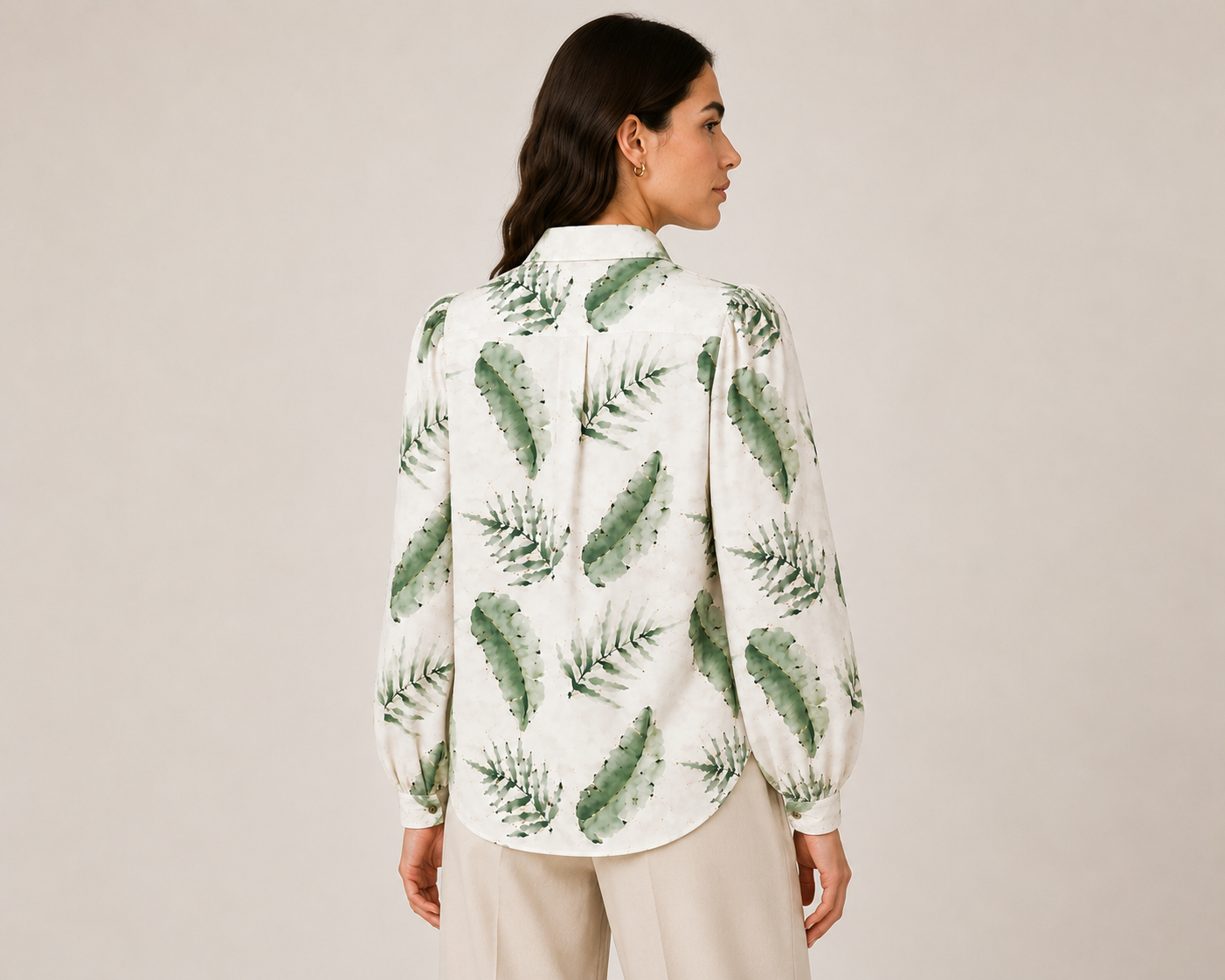 Women's Botanical Print Relaxed Fit Shirt | Elegant Long Sleeve Casual & Office Wear