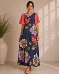Midnight Bloom Flutter Sleeve Maxi Dress